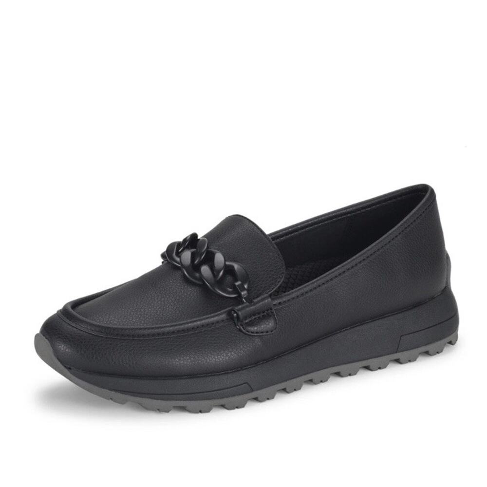 Baretraps GAEL Women's Size 7.5 Loafers Chunky Black/Black Chain‎ Accent Moto